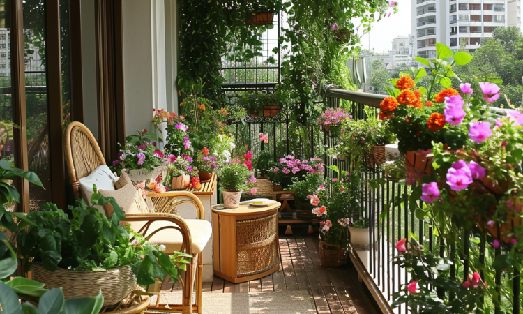 balkon met planten