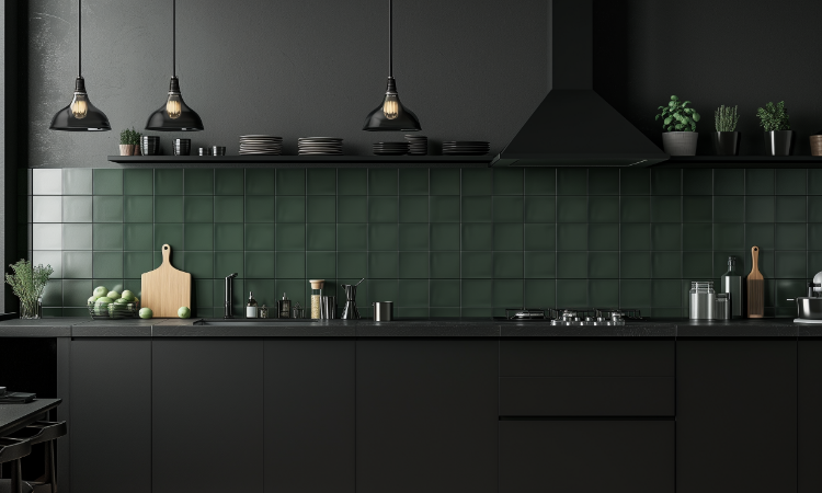 black and green kitchen