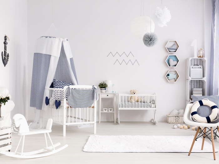 Blauw thema babykamer